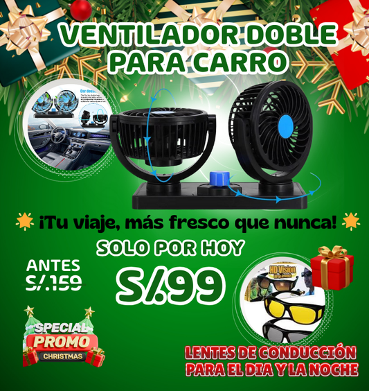 VENTILADOR DOBLE PARA CARRO 360°